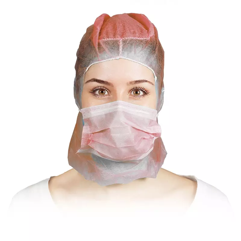 Hycare disposable astrocap 2-laags mondmasker non-woven polypropyleen rood