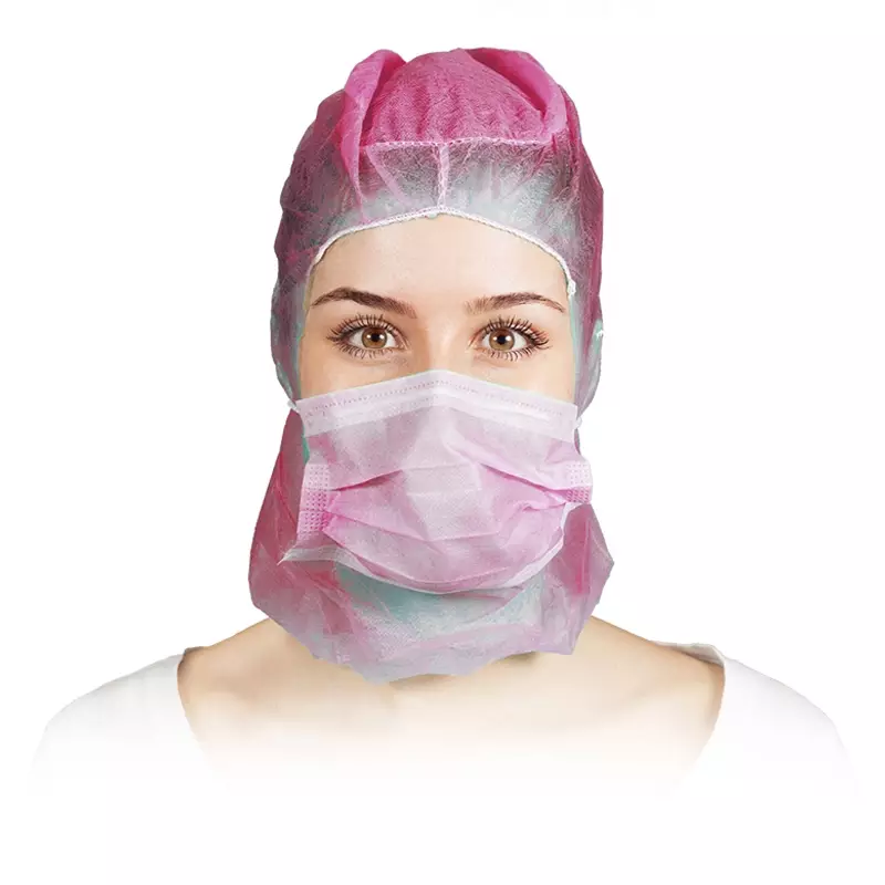 Hycare disposable astrocap 2-laags mondmasker non-woven polypropyleen roze