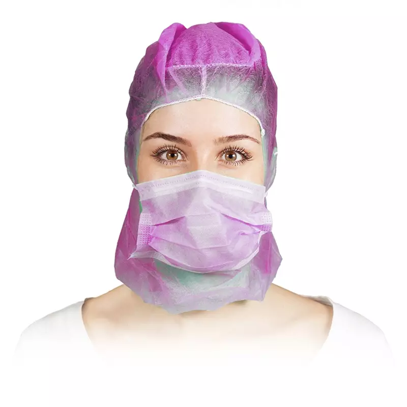 Hycare disposable astrocap 2-laags mondmasker non-woven polypropyleen paars