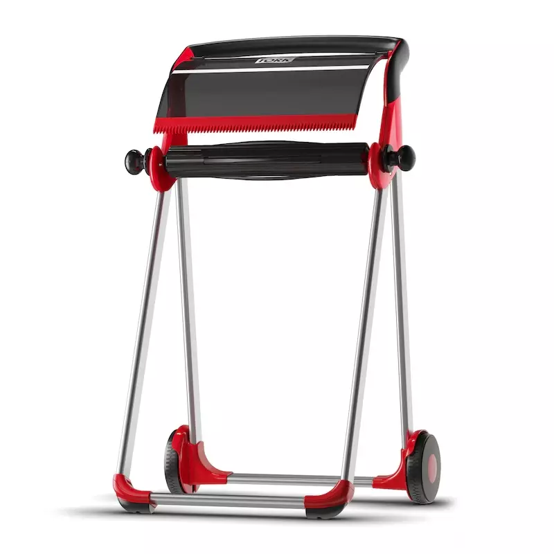 Tork 652008 mobiele vloerstandaard poetsrol dispenser M1 rood/smoke