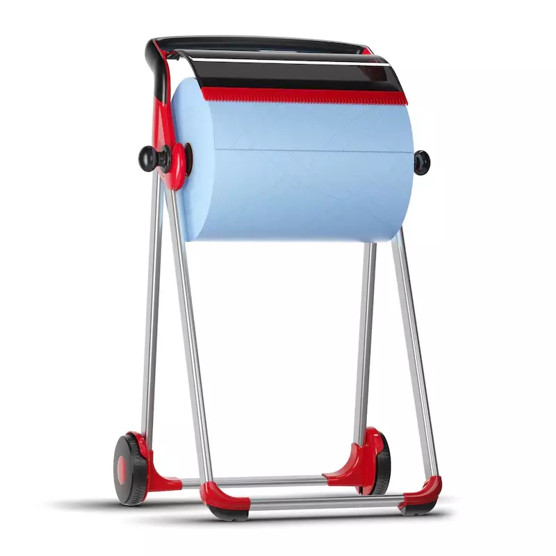 Tork 652008 mobiele vloerstandaard poetsrol dispenser M1 rood/smoke