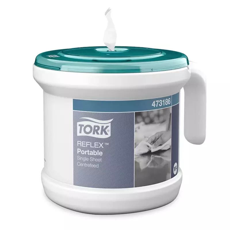 Tork 473186 Reflex vel-voor-vel poetsroldispenser draagbaar M4 wit