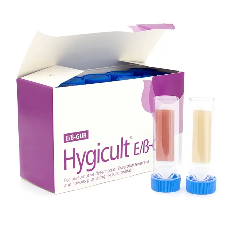 Hygicult E en ß-GUR dipslides detectie Enterobacterie en E.coli