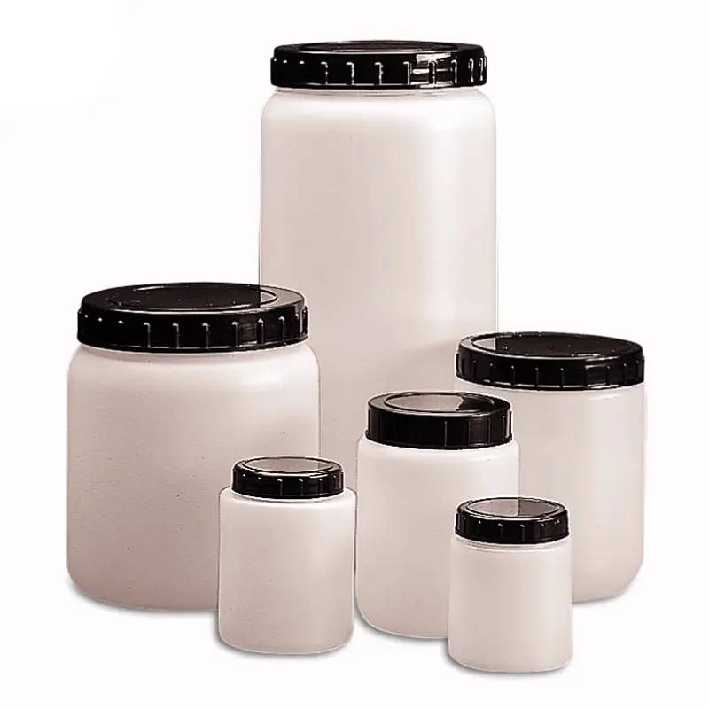 Monsterpot brede hals HDPE met schroefdop en indrukplug 2000 ml wit