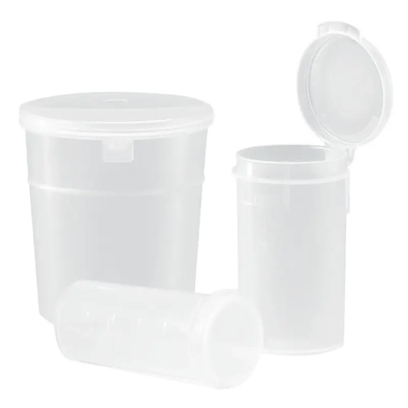 Monsterpotje PP steriel met scharnierdeksel Ø43x80 mm 90 ml transparant