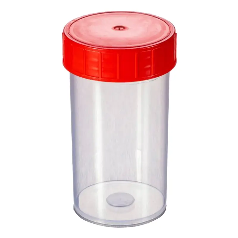 Monsterpot PP met schroefdop Ø52x102 mm 180 ml transparant rode dop