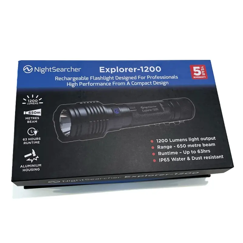 NightSearcher Explorer 1200 LED zaklamp USB oplaadbaar