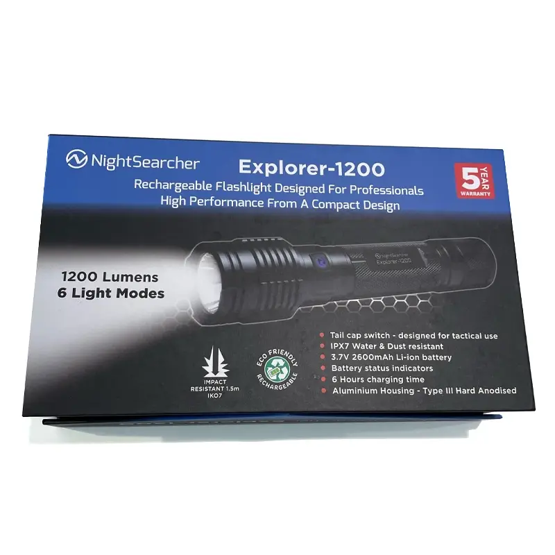 NightSearcher Explorer 1200 LED zaklamp USB oplaadbaar