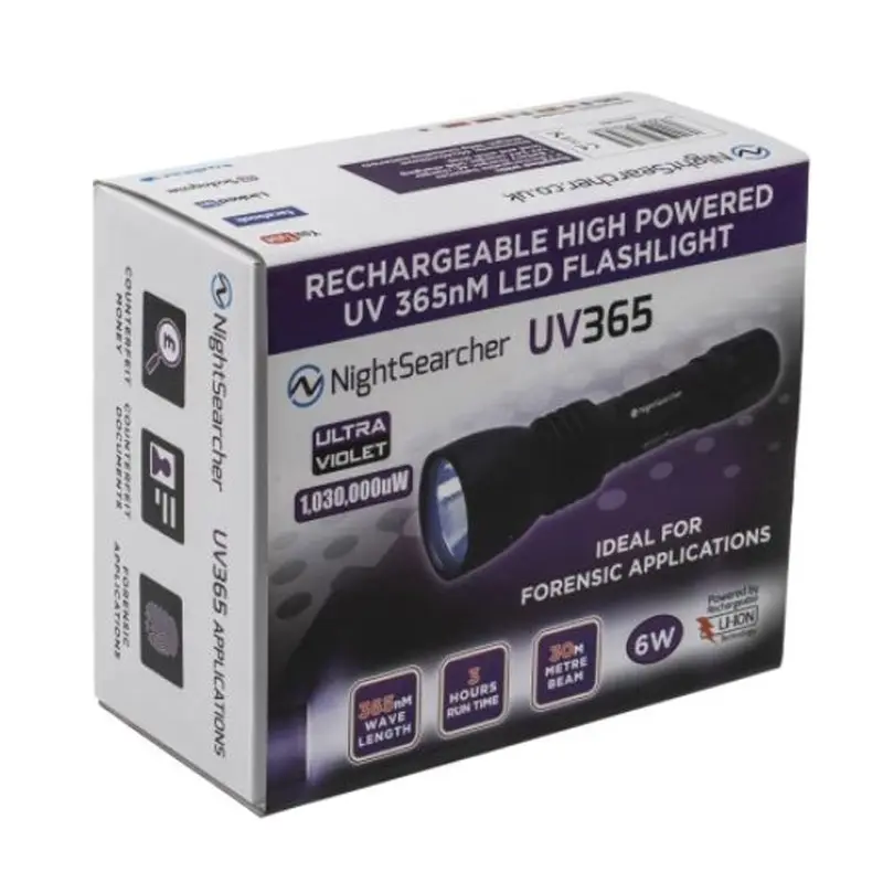 Nightsearcher UV LED 365 zaklamp oplaadbaar ultraviolet 365nm