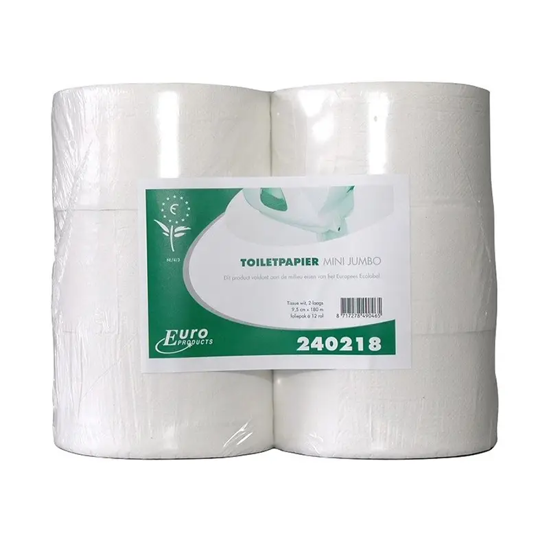 Europroducts toiletpapier Mini Jumbo 2-laags tissue recycled 720 vel wit