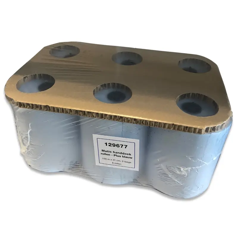 Euro Products Matic Plus handdoekrol met dop cellulose 2-laags 150 meter blauw
