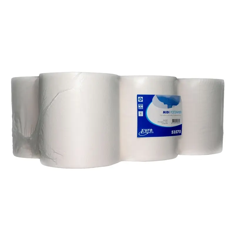 Euro Products poetsrol midi euro cellulose zwaar 1-laags 275 meter wit
