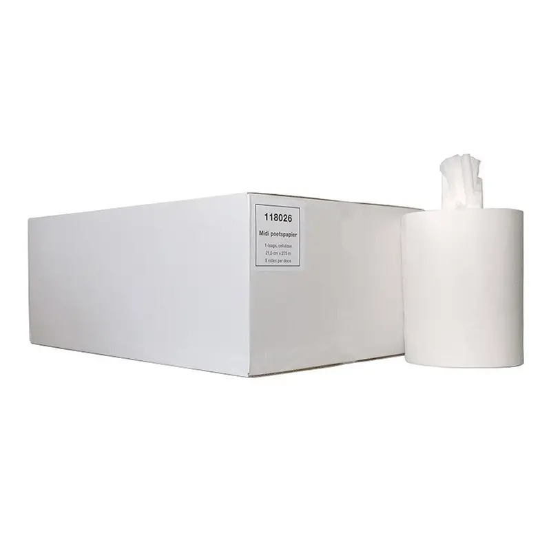 Euro Products poetspapier midi coreless 1-laags cellulose 275 meter wit