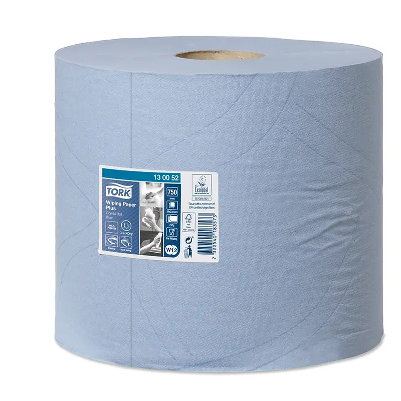 Tork Wiping Plus Combi poetspapier industrierol 2-laags W1-W2 blauw