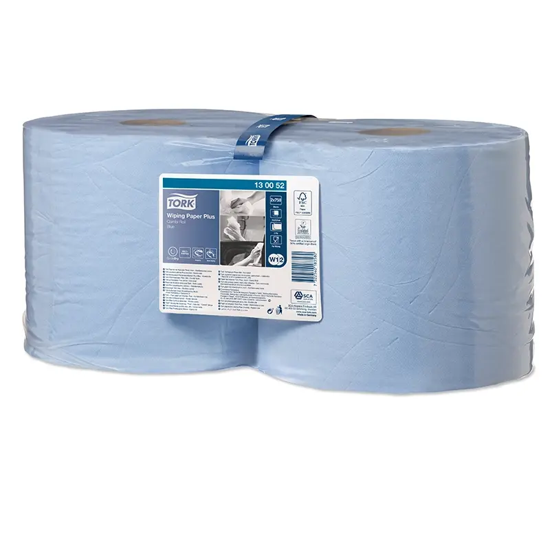 Tork Wiping Plus Combi poetspapier industrierol 2-laags W1-W2 blauw