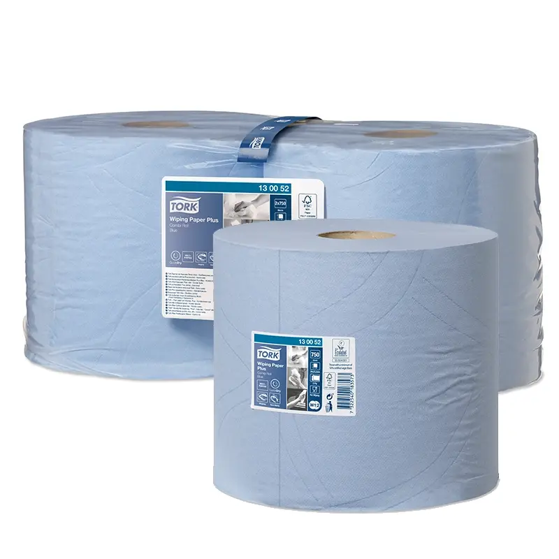 Tork Wiping Plus Combi poetspapier industrierol 2-laags W1-W2 blauw