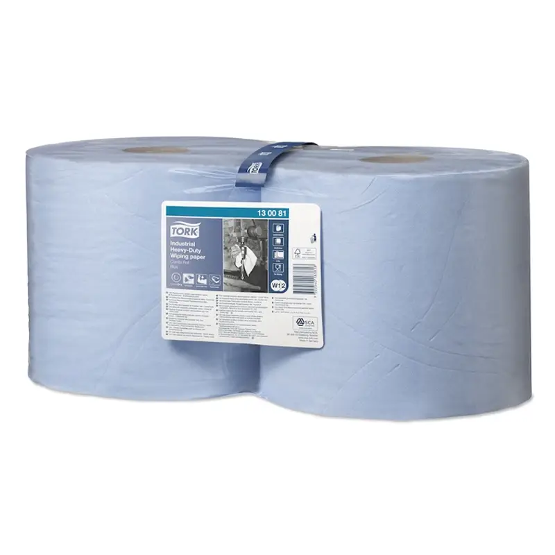 Tork Wiping Paper Plus poetspapier W1/W2 3-laags 119 meter blauw