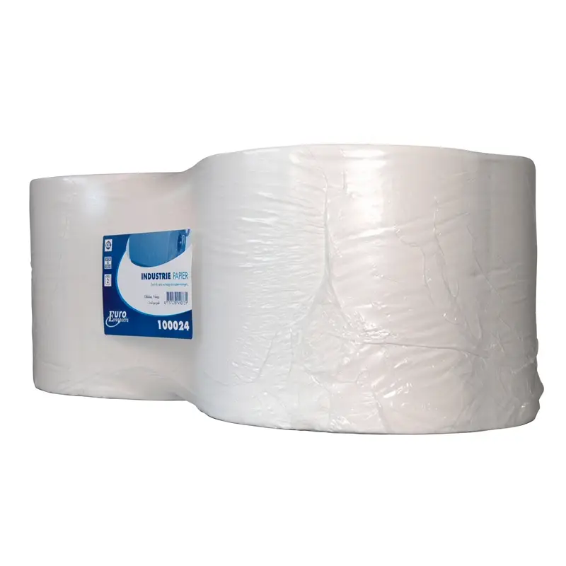 Euro Products poetspapier industrierol 1-laags cellulose 1000 meter wit