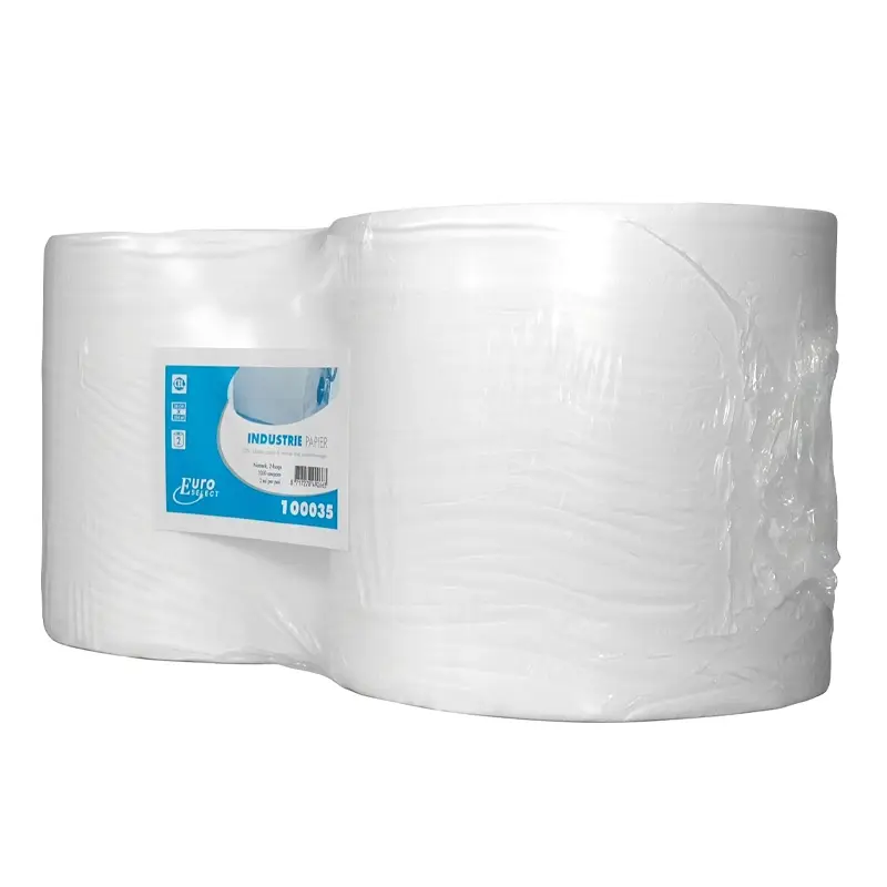Euro Products poetspapier industrierol 2-laags cellulose 350 meter wit