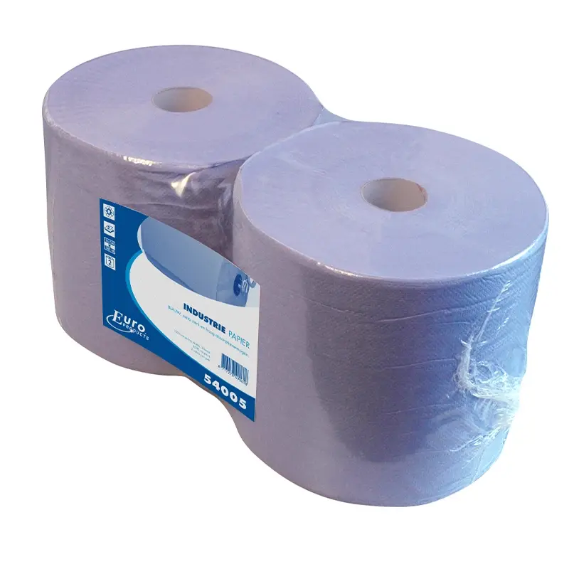 Euro Products poetspapier industrierol 2-laags recycled 380 meter blauw