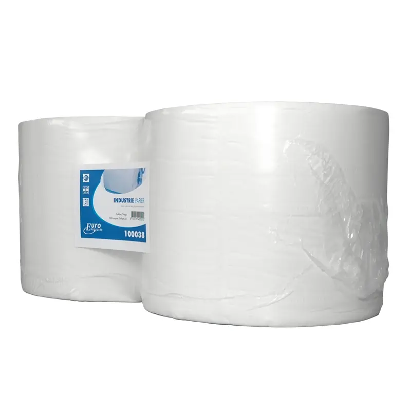 Euro Products poetspapier industrierol 2-laags cellulose 380 meter wit