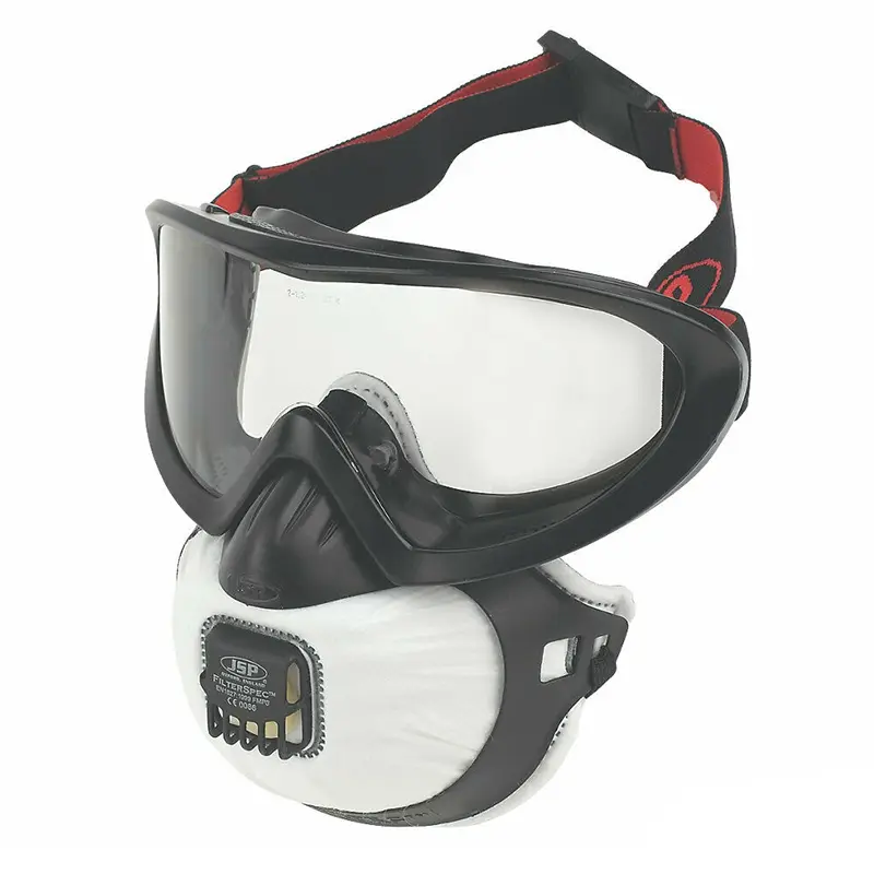 JSP Filterspec PRO stofmasker en overzetbril FFP3 met uitademventiel