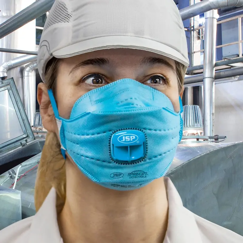 JSP SpringFit Blu 439ML stofmasker vouw FFP3 NR D met uitademventiel