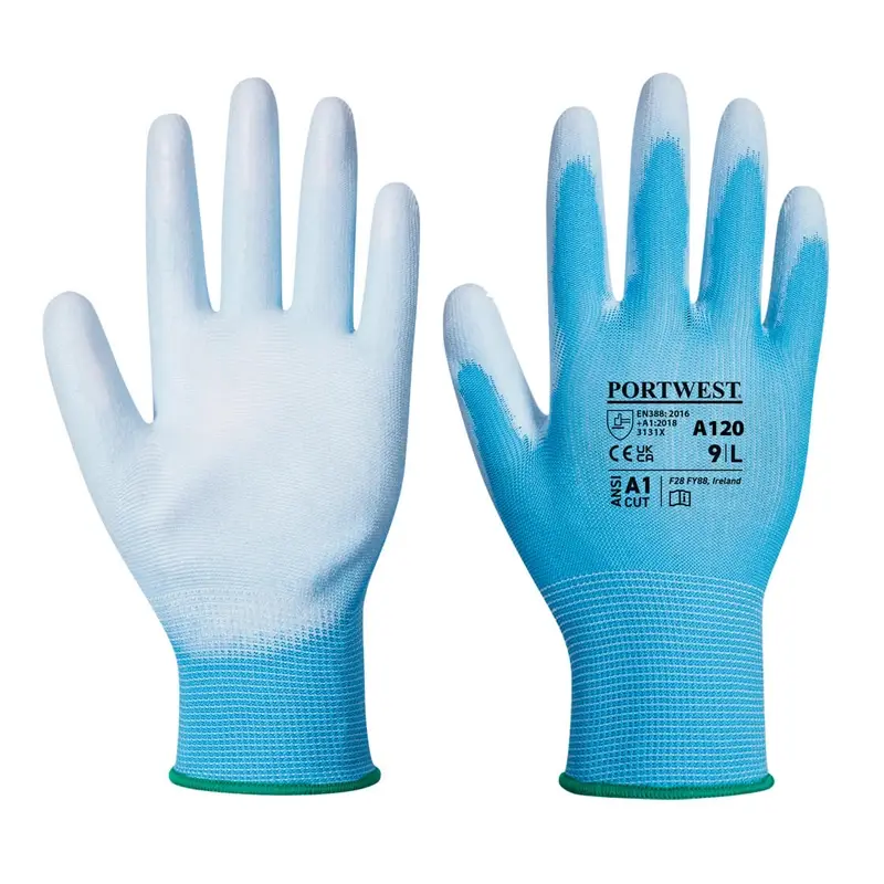 Portwest A120 handschoen PU coating mechanische bescherming blauw