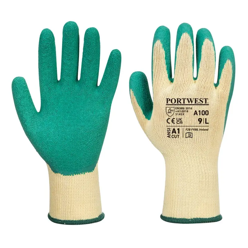Portwest A100GN handschoen latex mechanische bescherming groen/geel