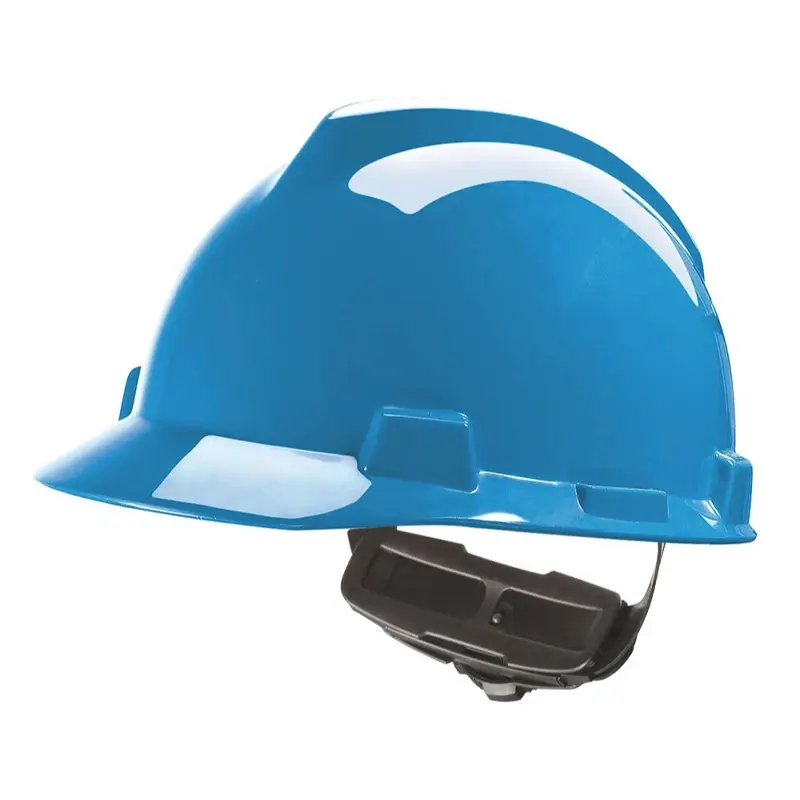 MSA V-Gard veiligheidshelm HDPE 4-punt draaiknop blauw
