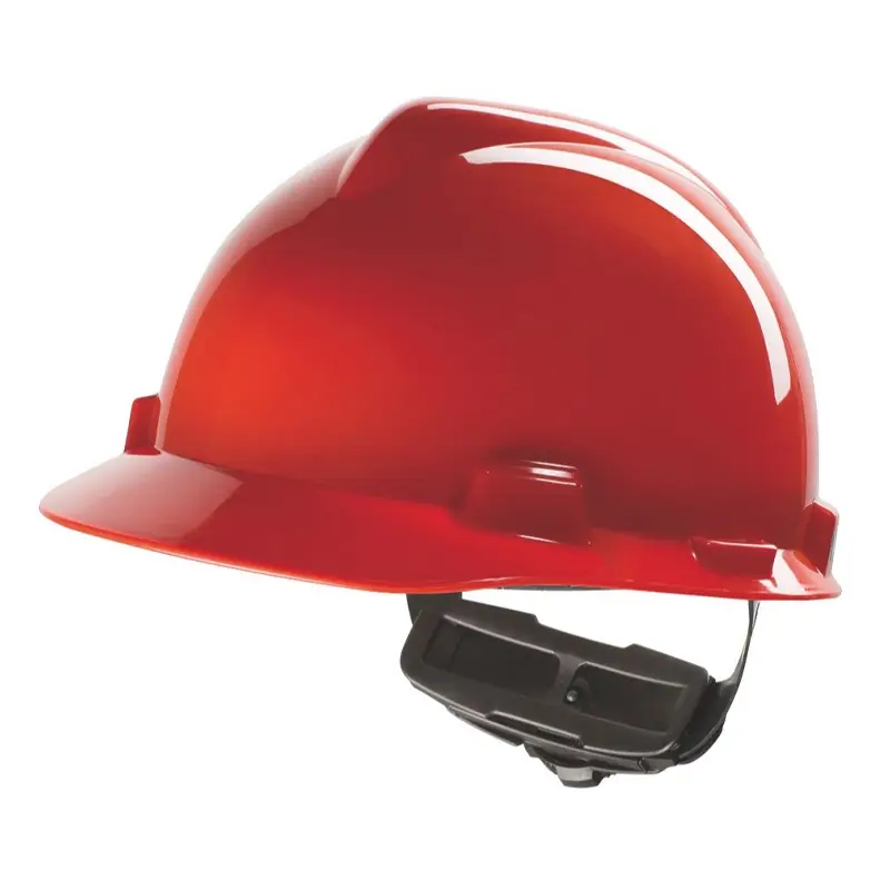 MSA V-Gard veiligheidshelm HDPE 4-punt draaiknop rood