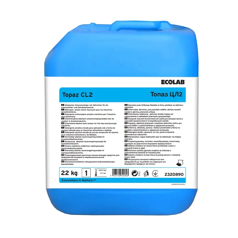 Ecolab Topaz CL2 chloorhoudend alkalisch reinigingsmiddel 22 kg
