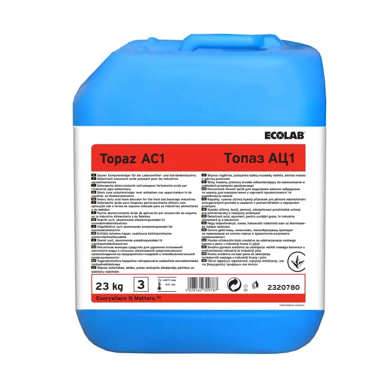 Ecolab Topaz AC1 zuur reinigingsmiddel met schuimversterker 23 kg