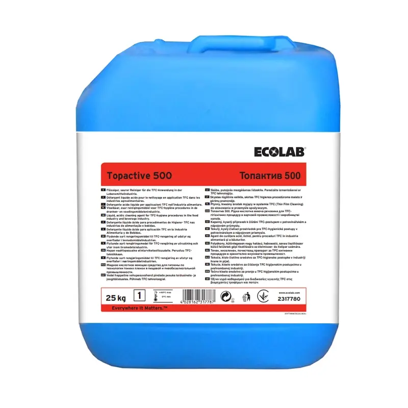 Ecolab Topactive 500 vloeibaar zuur reinigingsmiddel jerrycan 25 kg