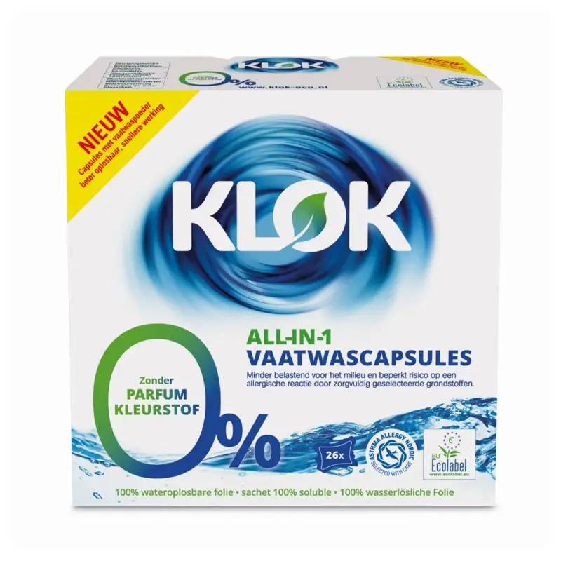 Vaatwascapsules Klok All-in-1