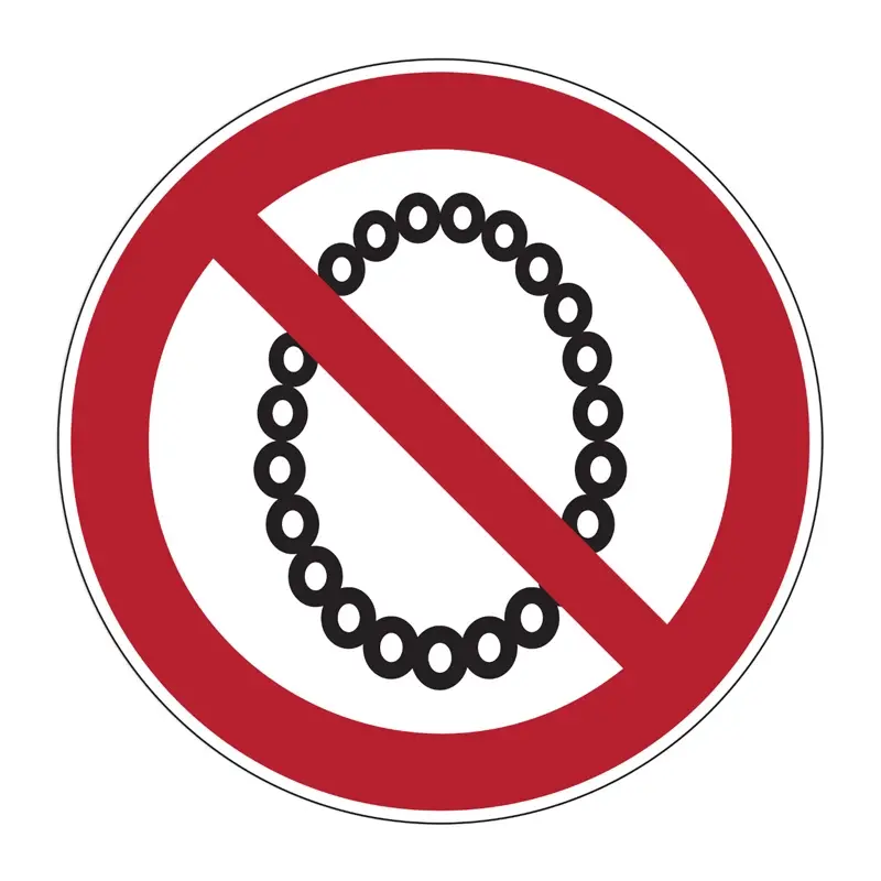 Sticker verboden halskettingen te dragen PIC 648
