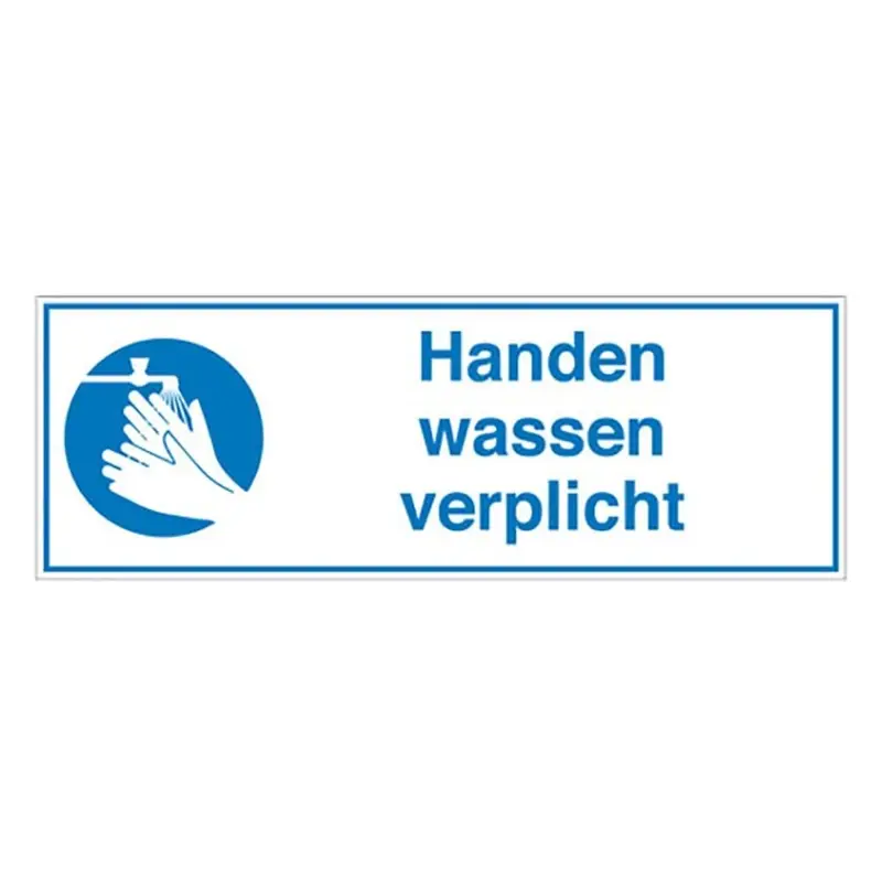 Sticker handen wassen verplicht STN 667