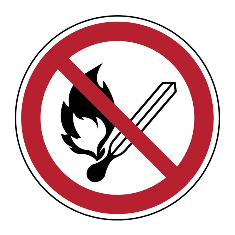 Sticker vuur, open vlam en roken verboden P003 rond