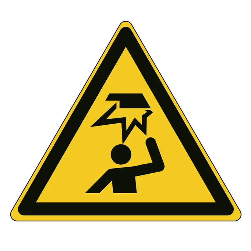 Sticker waarschuwing laaghangende obstakels W020 driehoek