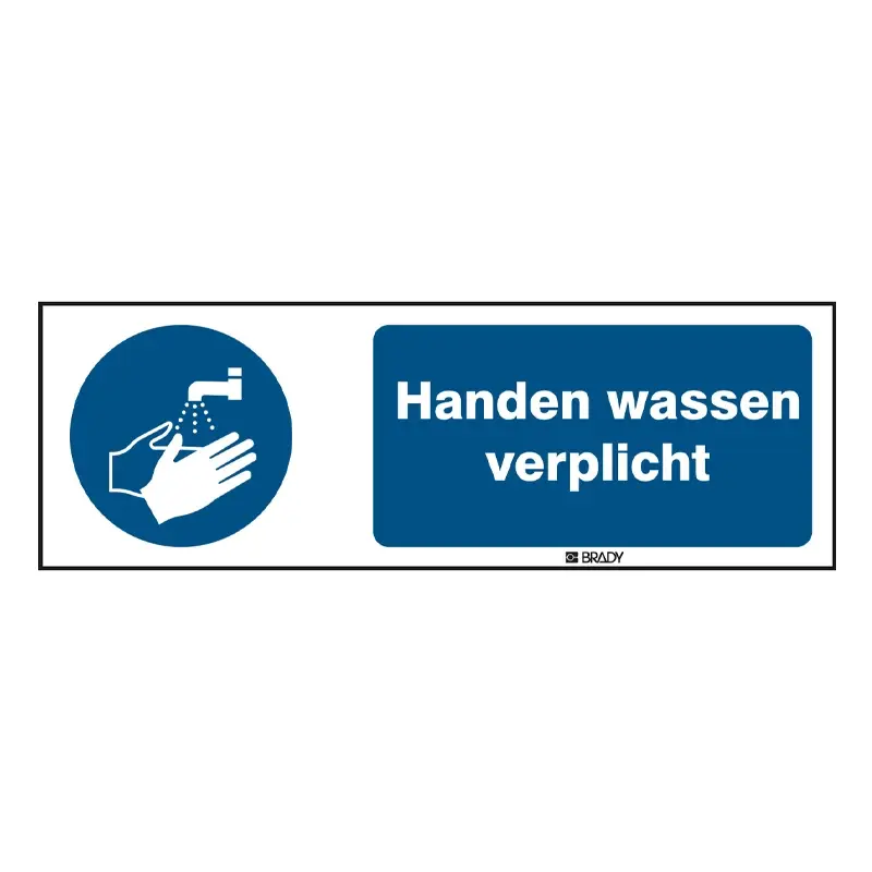 Sticker handen wassen verplicht M011 B-862 horizontaal