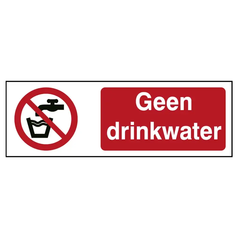 Brady sticker geen drinkwater P005 ToughWash B-862 detecteerbaar horizontaal