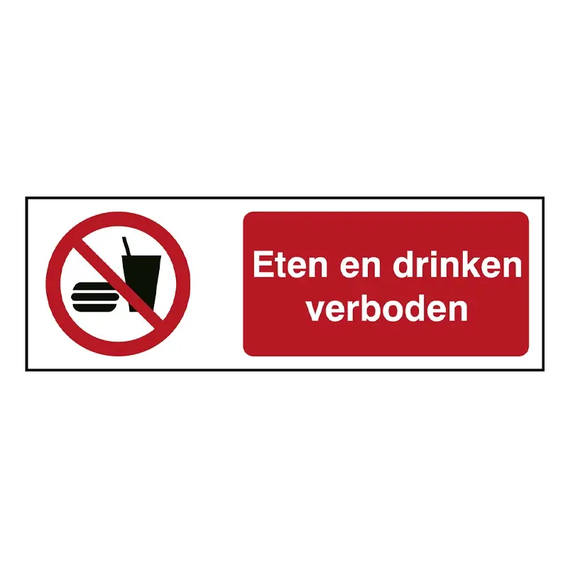 Sticker eten en drinken verboden P022 B-862 horizontaal
