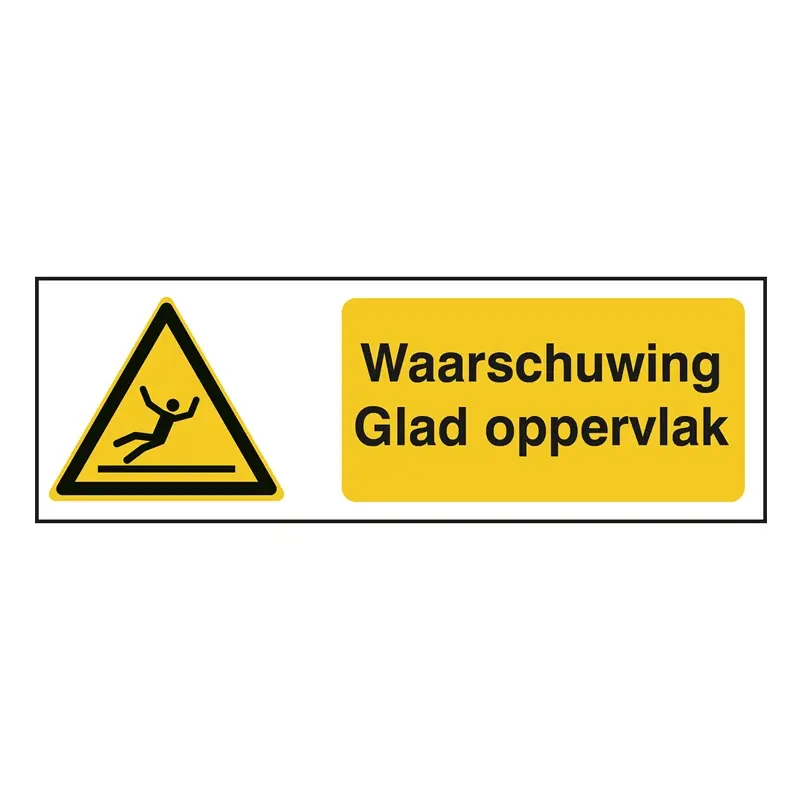 Sticker waarschuwing glad oppervlak W011 B-862 horizontaal