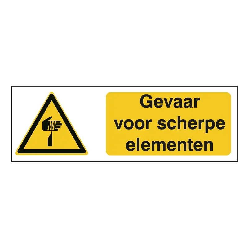 Sticker waarschuwing gevaar scherpe elementen W022 B-862 horizontaal