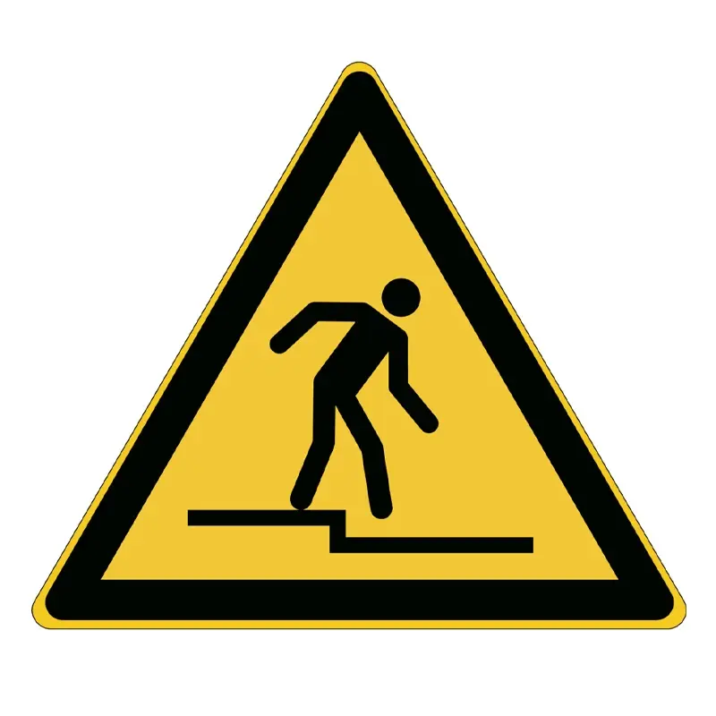 Sticker waarschuwing trede naar beneden W070 B-862