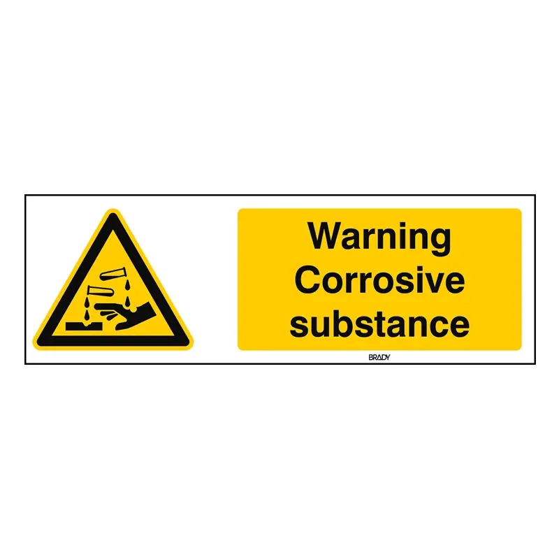 Sticker warning: corrosive substance W023 B-863 horizontaal