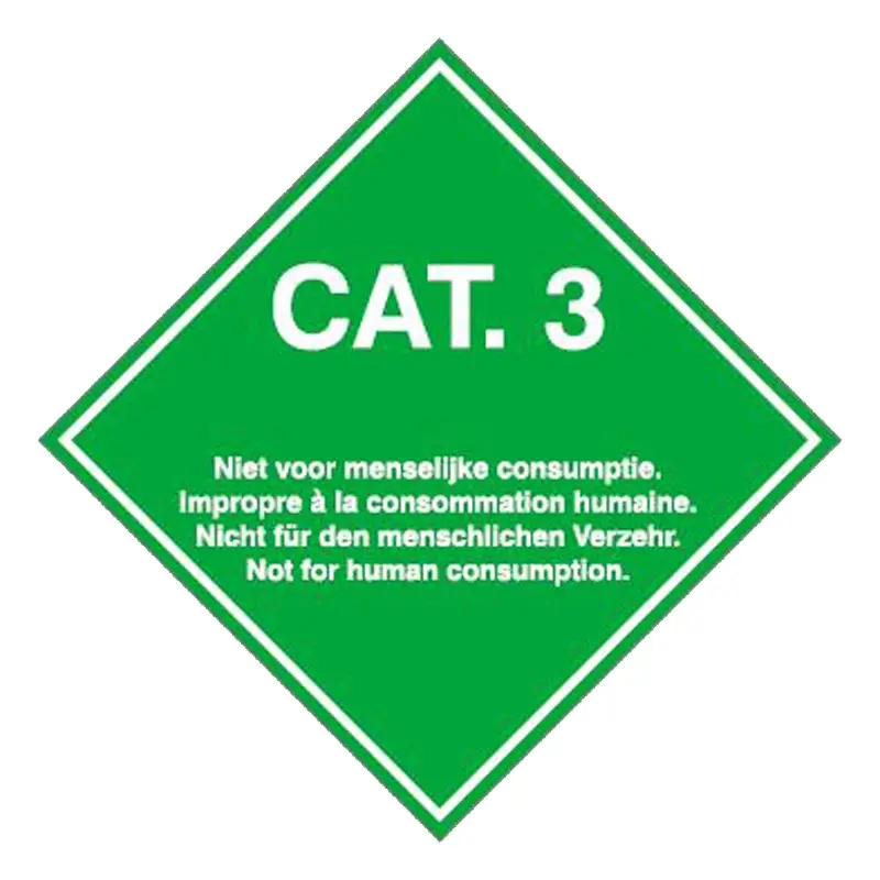 Brady sticker Cat.3 transport van dierlijke bijproducten 100x100 mm