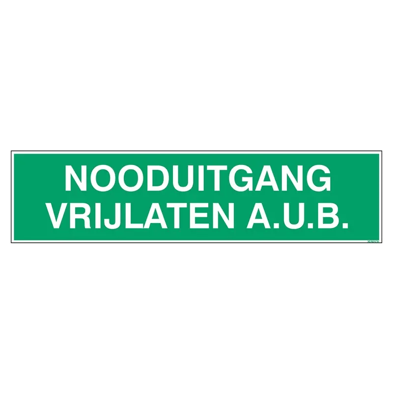 Brady bord Nooduitgang vrijlaten aub  STN 732 reddingspictogram 297x74 mm
