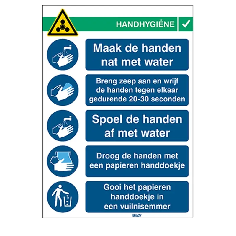 Bord instructies voor handenwassen PP 262x371 mm