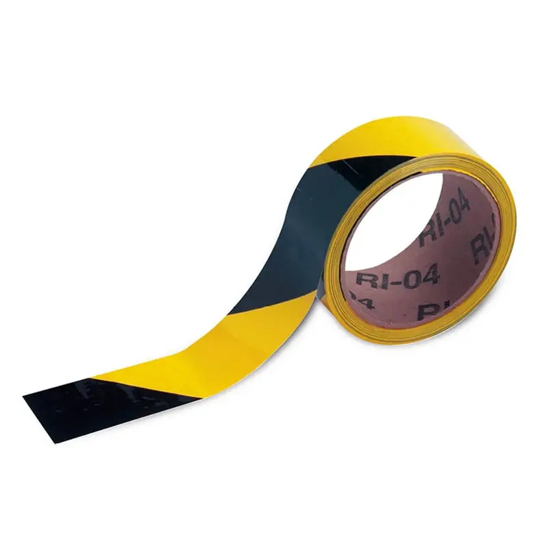 Waarschuwingstape zelfklevend PVC zwart/geel